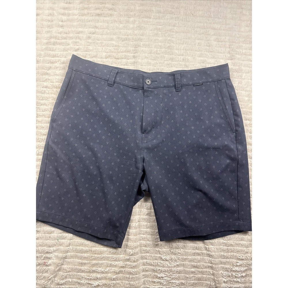 Travis Mathew Shorts Mens 38 Blue Geo Print Chino Stretch 9 Inseam‎ Golf Casual